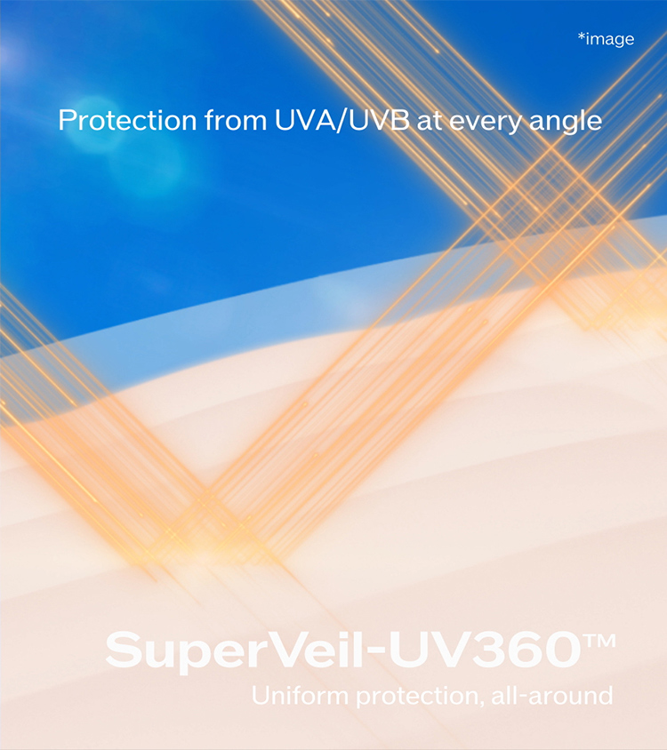 Protection from UVA/UVB at every angle [SuperVeil-UV360™] Uniform protection. all-around *image